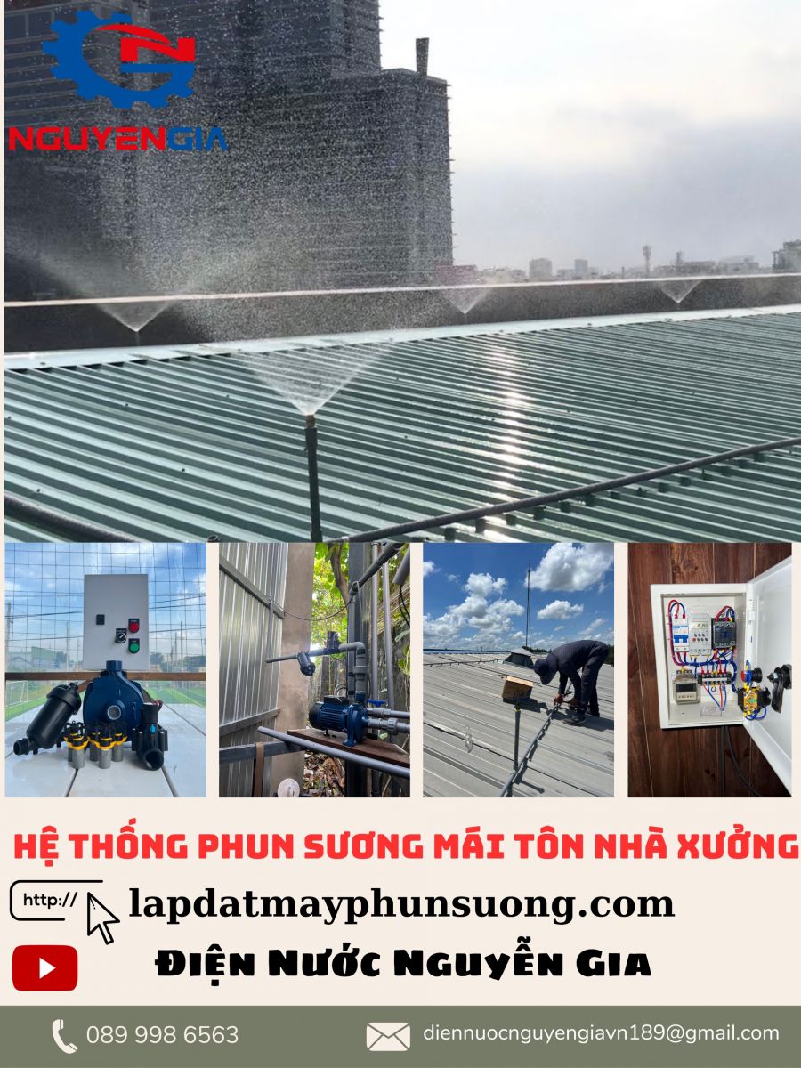 hệ thống phun sương mái tôn